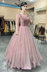 G449, Pink Luxury Ball Gown, Size (XS-30 to L-38)