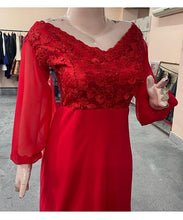Load image into Gallery viewer, G603 (4), Red Slit Cut Semi Offshoulder Prewedding Long Trail Gown, (All Sizes)
