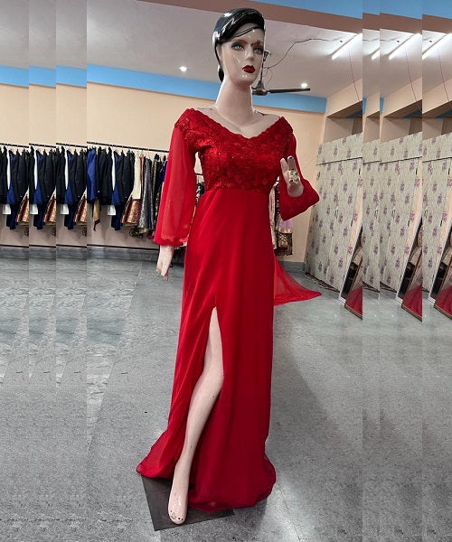 G1490, Multi Color Slit Cut Shoot Trail Gown, Size (All)pp – Style Icon  www.dressrent.in