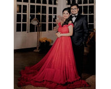 Load image into Gallery viewer, G137 (9), Luxury Red Puffy Cloud Trail Ball Gown, Size (XS-30 to xl 42)