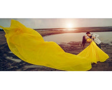 Load image into Gallery viewer, G378(2) Yellow prewedding Shoot Long Trail Gown, Size (All)
