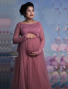 G545, Peach Maternity Shoot Baby Shower Trail Gown, Size (All)pp