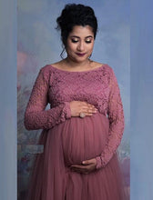 Load image into Gallery viewer, G545, Peach Maternity Shoot Baby Shower Trail Gown, Size (All)pp