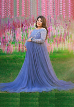 Load image into Gallery viewer, G445 (3) Grey Maternity Shoot Baby Shower Trail  Lycra Fit Gown, Size (All)