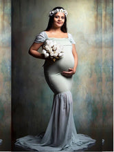 Load image into Gallery viewer, G48 (2), Light Green Maternity Shoot Trail Baby Shower Lycra Body Fit Gown, Size (ALL)