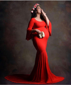 G209, Wine Off Shoulder Maternity Shoot Trail Baby Shower Gown, Size(All)