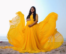 Load image into Gallery viewer, G266 Mustard Yellow Half Sleeves Maternity Gown, Size (All),
