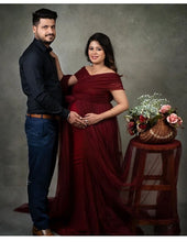 Load image into Gallery viewer, G422(4+1), Dark Wine Pre Wedding Shoot  Gown, Size (All)
