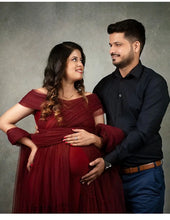 Load image into Gallery viewer, G422(4+1), Dark Wine Maternity Shoot  Gown, Size (All)