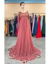 Load image into Gallery viewer, G545, Peach Maternity Shoot Baby Shower Trail Gown, Size (All)pp