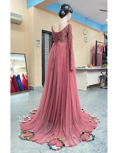 G545, Peach Pre Wedding Shoot Trail Gown (Size All)pp