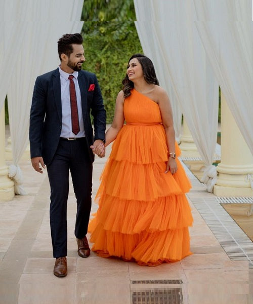 G737, Luxury Orange Infinity Frill Trail Ball Gown, Size(All) Style Icon www.dressrent.in G737, Luxury Orange Infinity Frill Trail Ball Gown, Size(All) Style Icon www.dressrent.in
