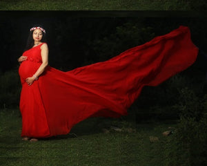 G600(7), Red Wine Long Trail Maternity Shoot Baby Shower Gown, Size(All)