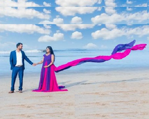 G649, Multi Colour Pre Wedding Shoot Trail Gown, Size (All)pp