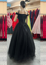 Load image into Gallery viewer, G746 (3), Black Luxury Semi Off Shoulder Ball Gown, Size (XS-30 to XL-35)