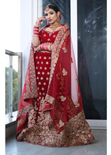 Load image into Gallery viewer, L76, Bridal Red Gota Patti Work Lehenga, Size (XS-30 to XL-40)