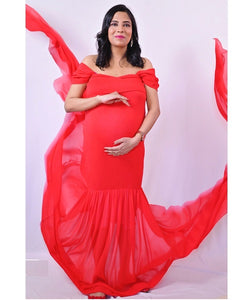 G215 (4), Red Maternity Shoot Trail Baby Shower Gown, Size(All)