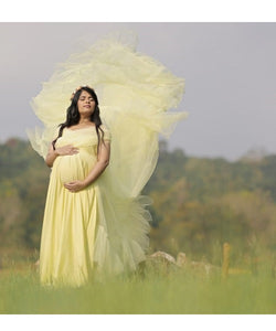 G55 (6), Tea Green Ruffled Maternity Shoot  Gown, Size (All Sizes)