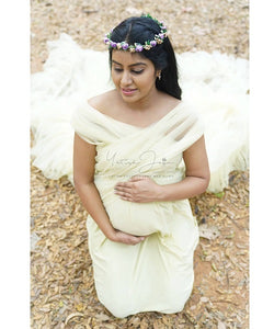 G55 (6), Tea Green Ruffled Maternity Shoot  Gown, Size (All Sizes)