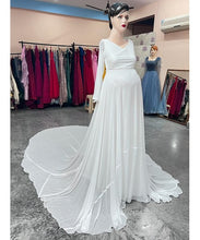Load image into Gallery viewer, G444, White Trail Lycra Body Fit Maternity Gown, Size (All)
