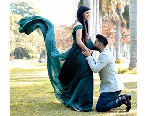 G800, Bottle Green Maternity Infinity Long Trail Gown, Size (All)
