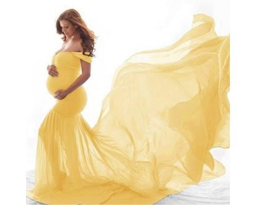 yellow maternity dress for baby shower G379, Yellow Maternity Shoot Trail Baby Shower Gown, Size (ALL) – Style  Icon www.dressrent.in