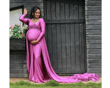 Load image into Gallery viewer, G41,(5) Purple Maternity Shoot Trail  Lycra Fit Gown, Size (ALL)