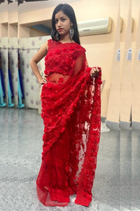 L97, Red Rose Luxury Party Wear  Saree, Size (XS-30 to L-38)