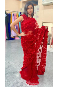 L97, Red Rose Luxury Party Wear  Saree, Size (XS-30 to L-38)