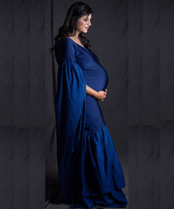 G207,(4) Navy Blue Maternity Shoot Baby Shower Trail Lycra Body Fit Gown, Size(All)