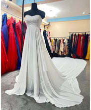 Load image into Gallery viewer, W224 (4), White Tube Lace Top Georgette Long Trail Prewedding Shoot Gown, Size - (All)