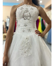 Load image into Gallery viewer, W159, White Tube Ball Sweet Heart Trail Gown, Size (XS-30 toL-38)