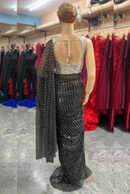 Load image into Gallery viewer, L207, Black Sequence Luxury Party Wear  Saree, Size (XS-30 to L-38)