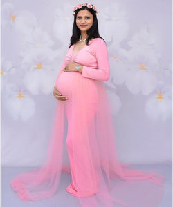 G56,(3)  Pink Maternity Trail Lycra Body Fit Gown, Size (All)