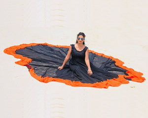 G501, Gerua Black Prewedding Shoot Infinity Long Trail Gown, (All Sizes)pp