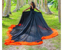 Load image into Gallery viewer, G501, Gerua Black Prewedding Shoot Infinity Long Trail Gown, (All Sizes)pp