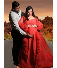 Load image into Gallery viewer, G348, Watermelon Ruffled Maternity Shoot  Gown, Size (All)pp