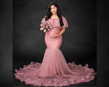 Load image into Gallery viewer, G508 (3), Peach Maternity Shoot Baby Shower Trail Gown, Size (ALL)