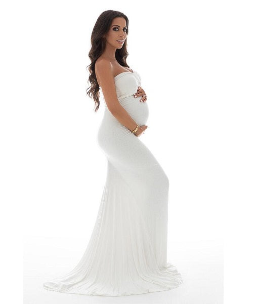 W506, White Maternity Shoot Trail Baby Shower Gown, Size (All)