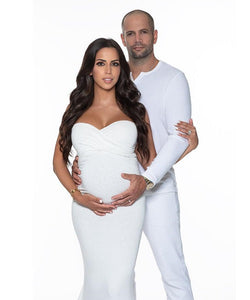 W506, White Maternity Shoot Trail Baby Shower Gown, Size (All)pp