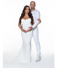 Load image into Gallery viewer, W506, White Maternity Shoot Trail Baby Shower Gown, Size (All)pp