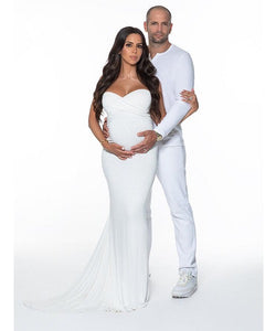W506, White Maternity Shoot Trail Baby Shower Gown, Size (All)pp