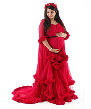 Load image into Gallery viewer, G668, Red Puffy Maternity Shoot  Baby Shower Trail Gown Size, (All) pp