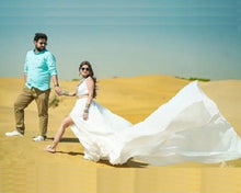 Load image into Gallery viewer, W424, White Crop Top Slit Cut Trail Skirt Pre Wedding Shoot Gown, Size(All)