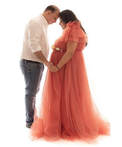 G419 (7), Watermelon  Maternity One Shoulder Gown, Size (ALL)