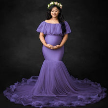 Load image into Gallery viewer, G708(2), Purple Maternity Shoot Baby Shower Trail Gown, Size (All)