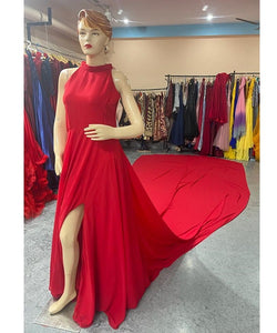G285 (3), Red slit cut infinity prewedding shoot trail gown Size (All)