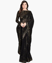 Load image into Gallery viewer, L207, Black Sequence Luxury Party Wear  Saree, Size (XS-30 to L-38)