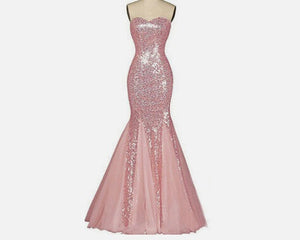 G61, Pink Tube Top Mermaid Gown (XS-30 to L-36)