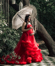 Load image into Gallery viewer, G768 (2), Red Tube Ruffled Pre-wedding Trail Gown Size, (All)